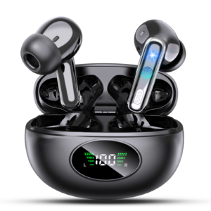 Wireless Earbuds, Earphones in Ear with Dual Noise Cancelling Mic, Bluetooth 5.4 Headphones, 36H Playtime Wireless Headphones Deep Bass Stereo Sound, IP7 Waterproof Dual LED Display, iOS & Android
