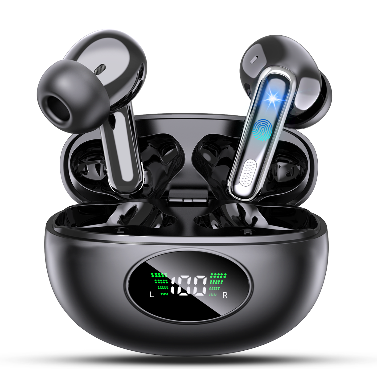 Wireless Earbuds, Earphones in Ear with Dual Noise Cancelling Mic, Bluetooth 5.4 Headphones, 36H Playtime Wireless Headphones Deep Bass Stereo Sound, IP7 Waterproof Dual LED Display, iOS & Android